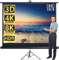 80in Projector Screen with Tripod Stand - Portable Pull Up Screen