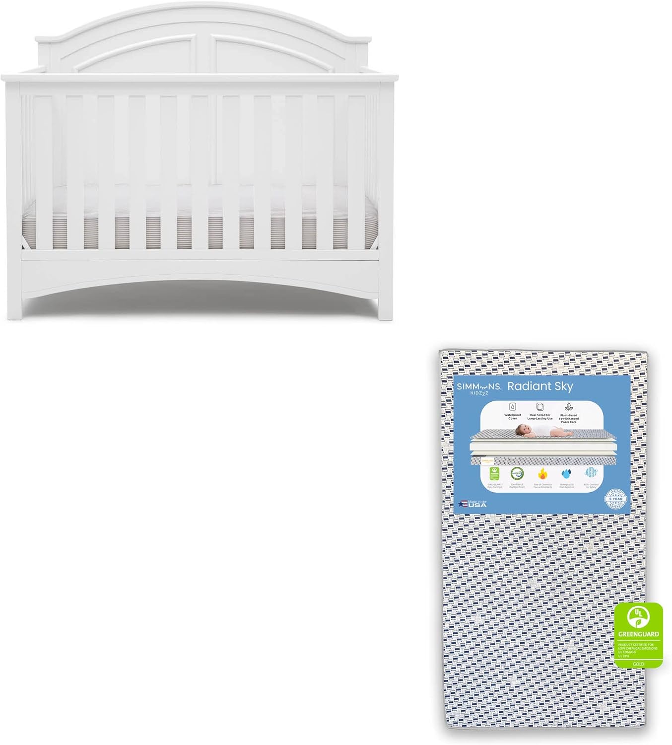 Delta Children Perry 6-in-1 Convertible Crib and Mattress Bundle
