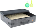 Large Portable Cat Travel Litter Box with Leak-Proof Zipped Lid