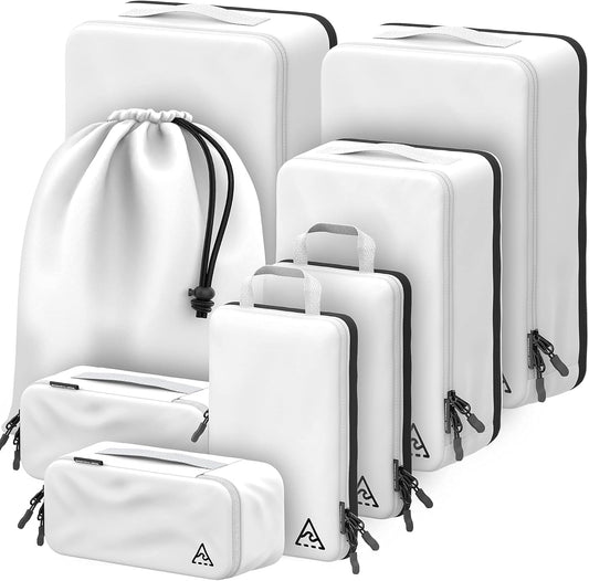 8-Piece Deluxe Compression Packing Cubes for Travel Organization