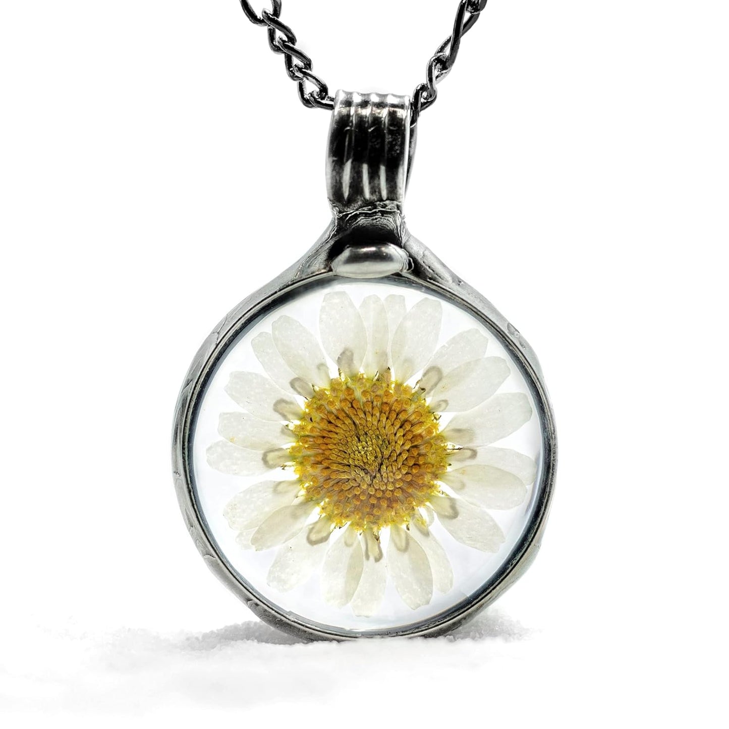 Real Daisy Necklace for Women - Artisan Crafted Pressed Flower Jewelry
