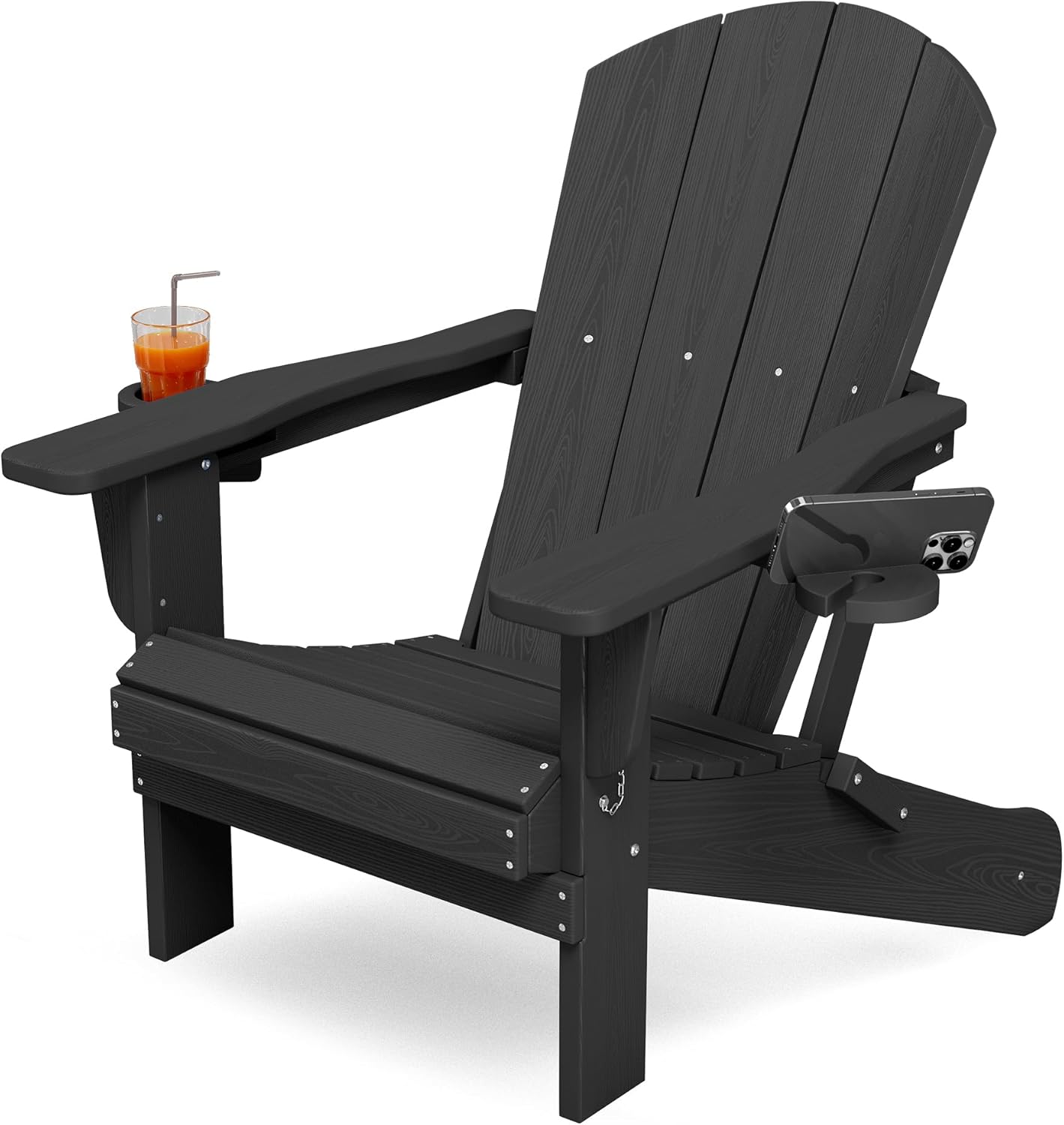 Folding Adirondack Chair with Dual Cup Holders for Outdoor Relaxation