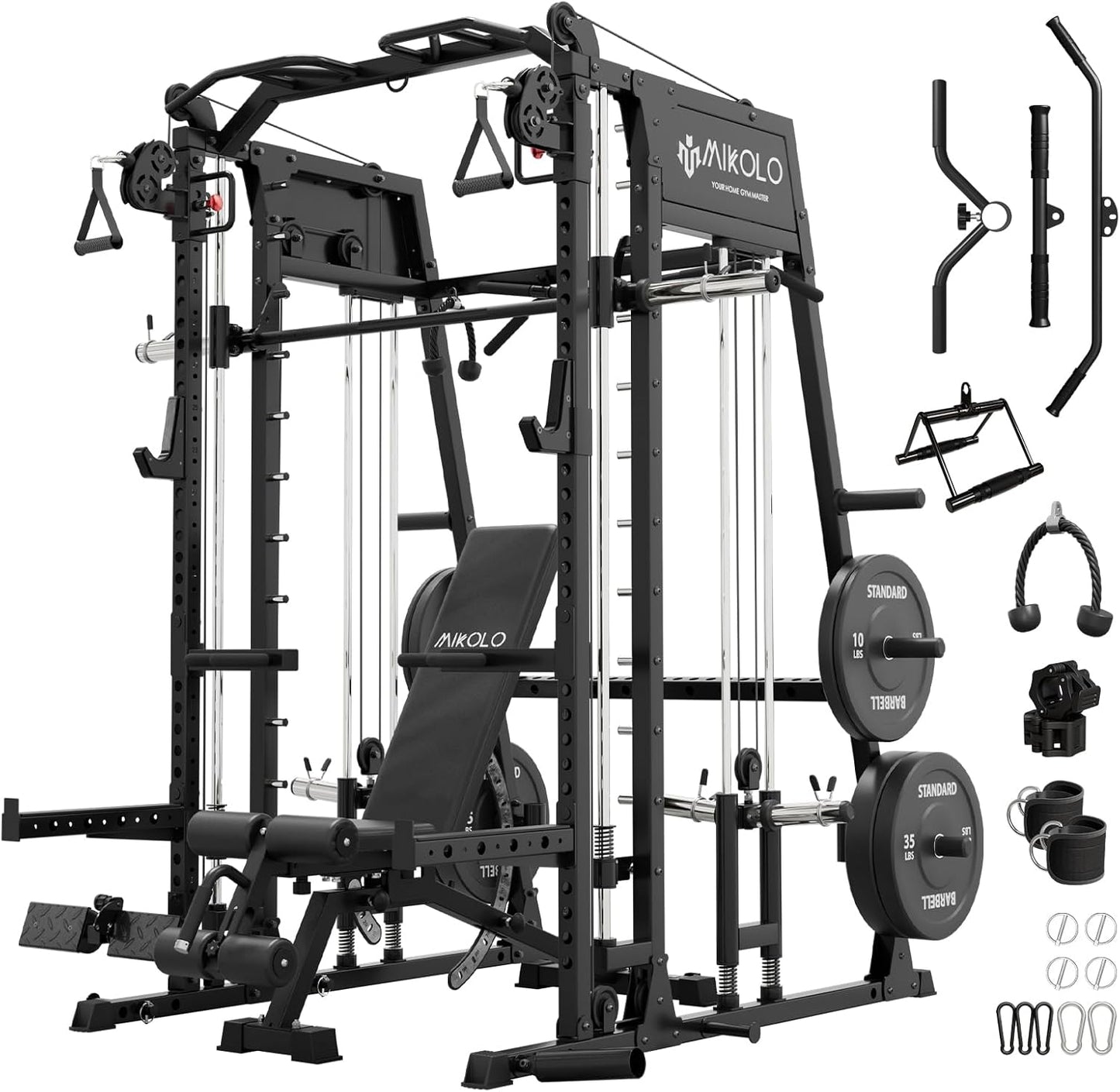 Mikolo Smith Machine with LAT-Pull Down & Cable Crossover System
