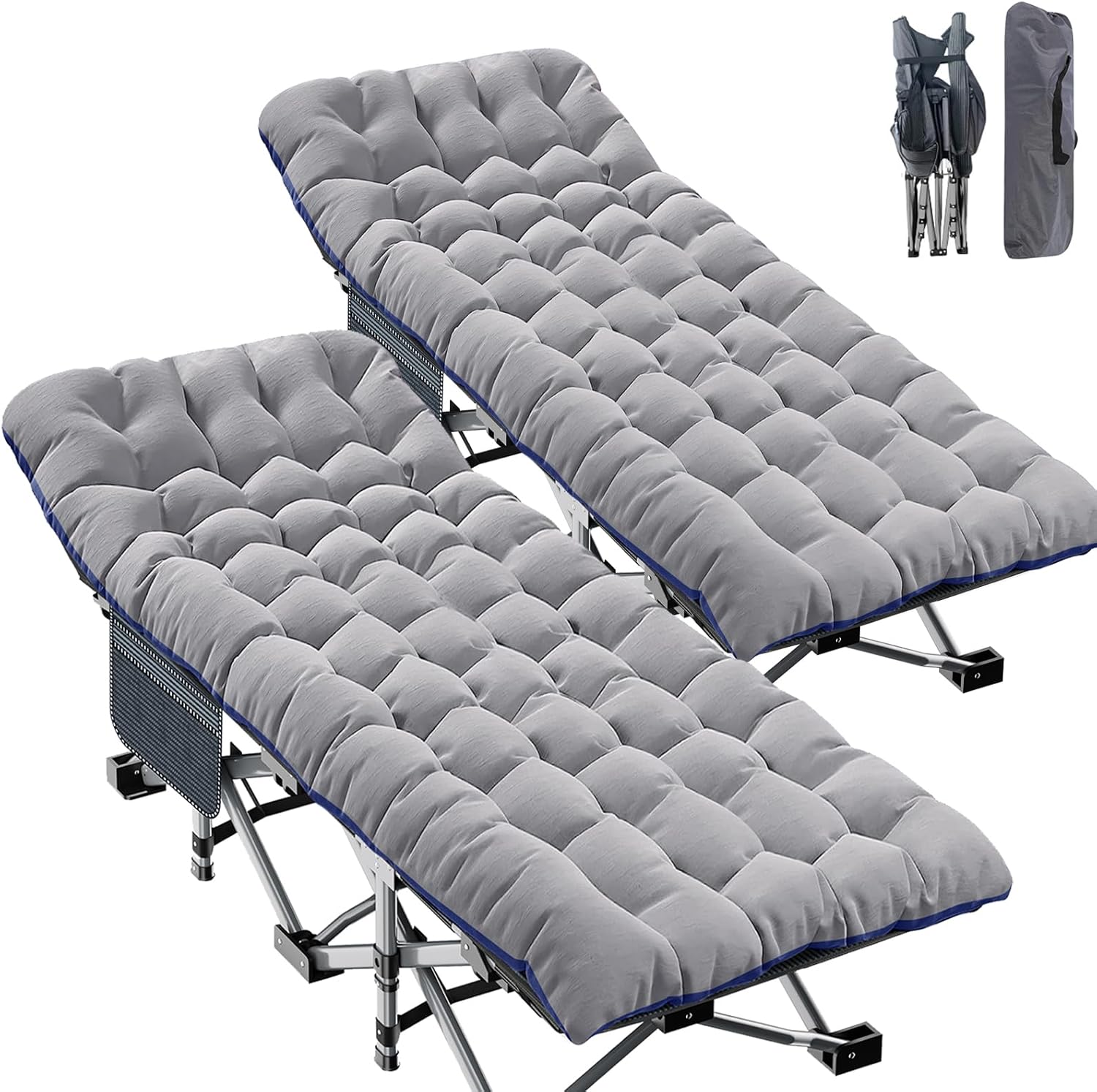 ABORON Oversized XXLFolding Camping Cot with Mat for Adults