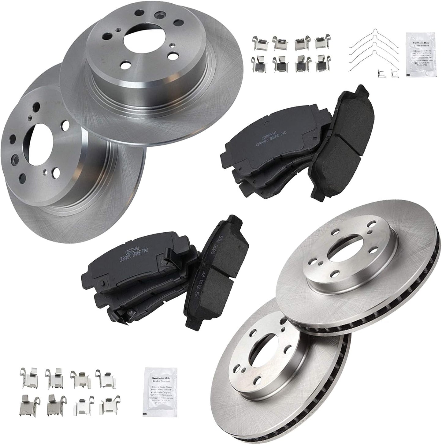 TRQ Front and Rear Brake Pad & Rotor Kit for Toyota Avalon