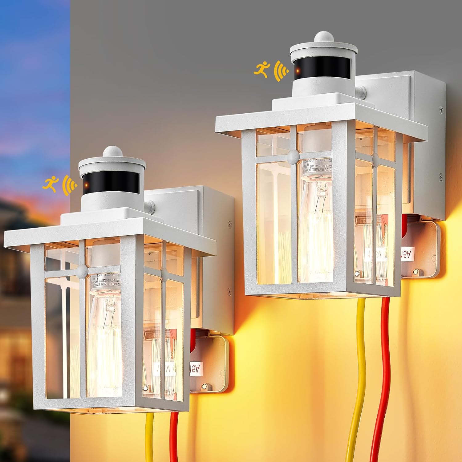 Dusk to Dawn Motion Sensor Outdoor Lights with GFCI Outlet