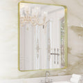 WEER Gold Bathroom Mirror 28x36 in Brushed Gold Frame - Timeless