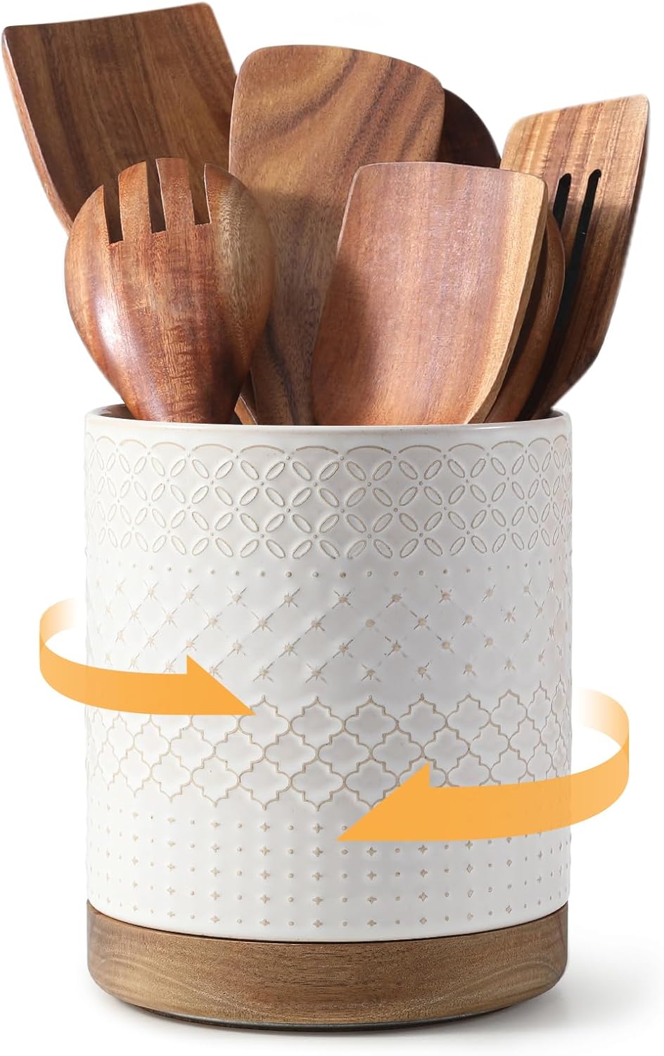 DOWAN 360 Rotating Extra Large Cooking Utensil Holder for Kitchen