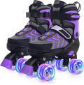 Kids Adjustable Roller Skates with Light Up Wheels - 4 Sizes for Boys