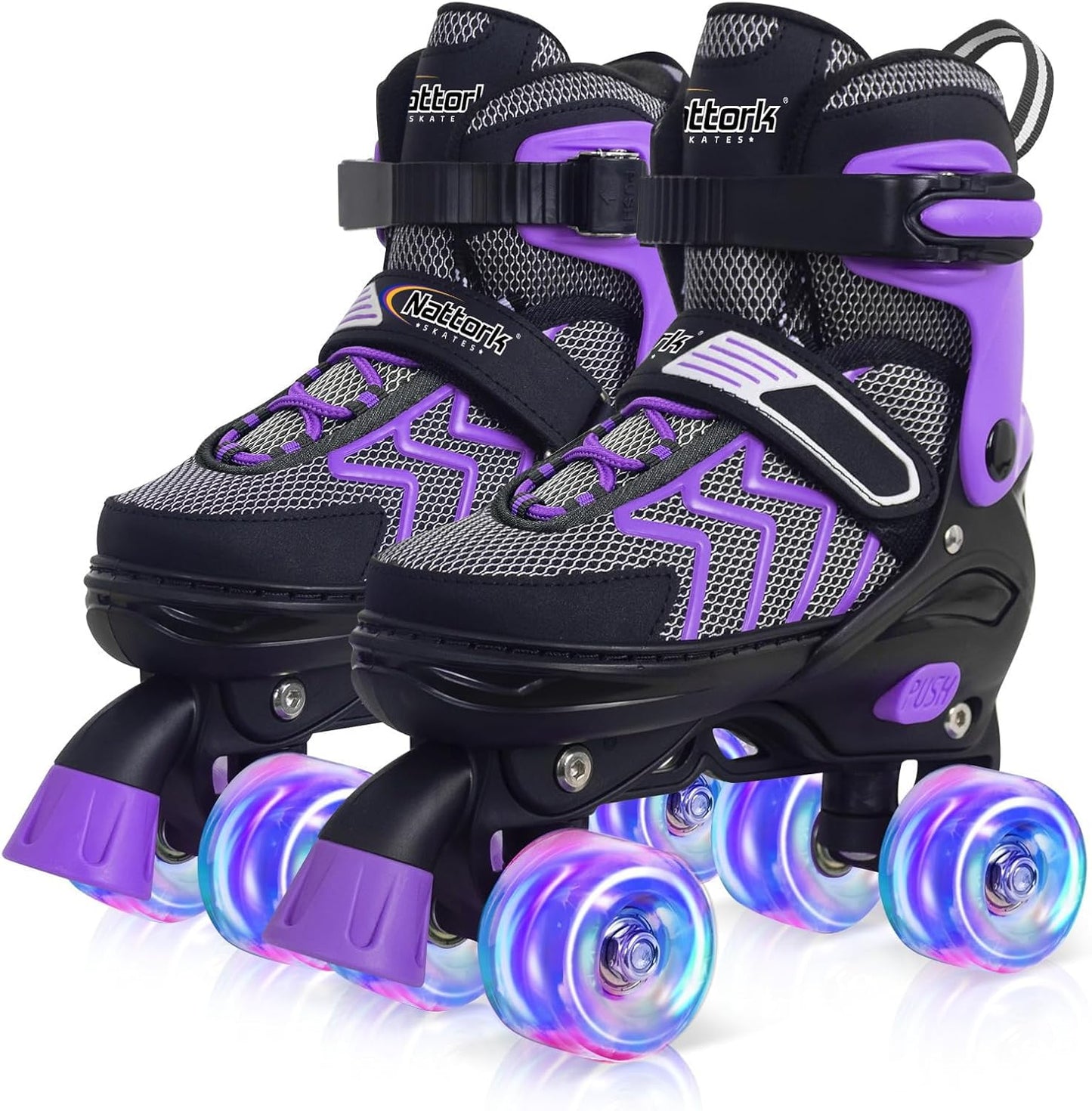 Nattork Kids Roller Skates with Adjustable Sizes & Light Up Wheels