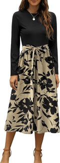 Zattcas Women Ribbed Short Sleeve Midi Dress - Modest Workwear