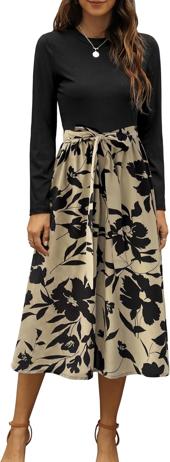 Zattcas Women Summer Dress Short Sleeve Modest Midi Outfit