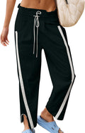 Track Pants Women Casual Drawstring Barrel Pant with Contrast Stripes
