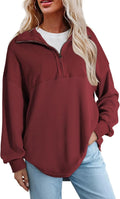 SHEWIN Womens Waffle Knit Half Zip Pullover - Cozy Fall Staple