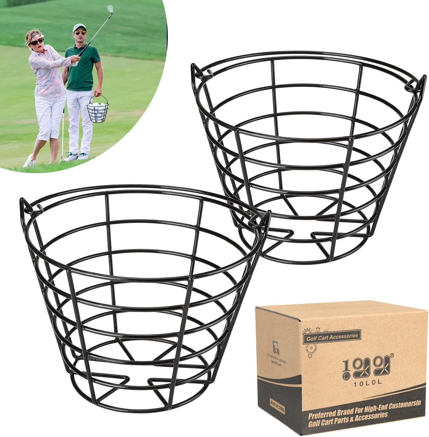 10L0L Golf Ball Bucket - Holds 50 Balls, Durable Metal Material