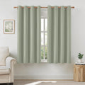 HOMEIDEAS Sage Green Linen Blackout Curtains 52 x 63 in - Full Light