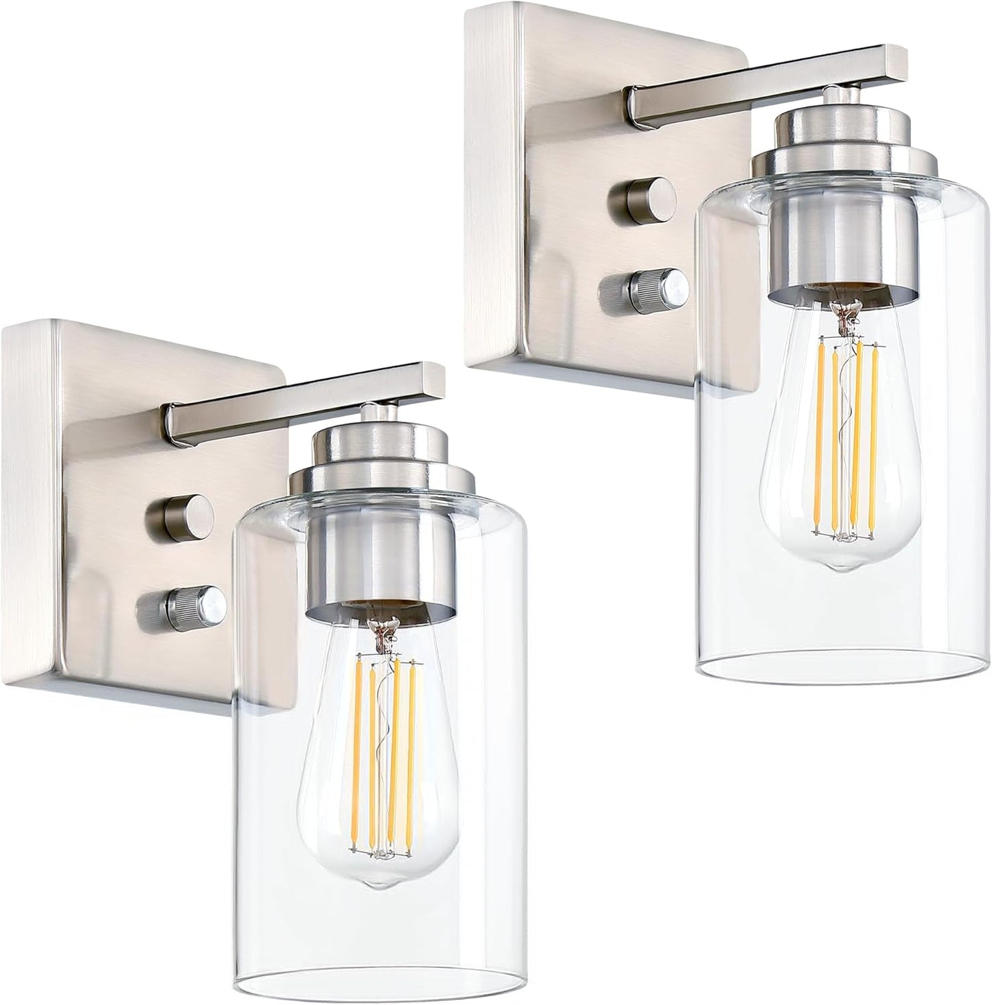 Brushed Nickel Wall Sconces Set of Two with Rotary Switch