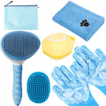 Bath Grooming Kit with Hair Brush, Towel & Scrubber Gloves - Complete