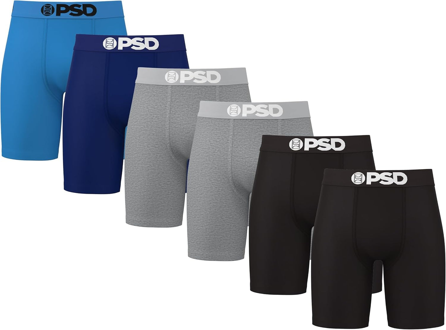 PSD Men's Basic Solid Boxer Briefs - 7 Inch Inseam Comfort