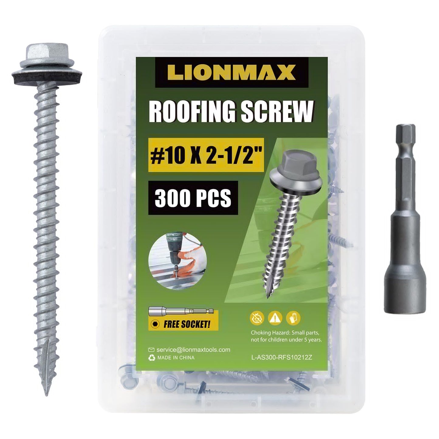 LIONMAX Metal Roofing Screws #10 2-1/2 Inch for Secure Roofing