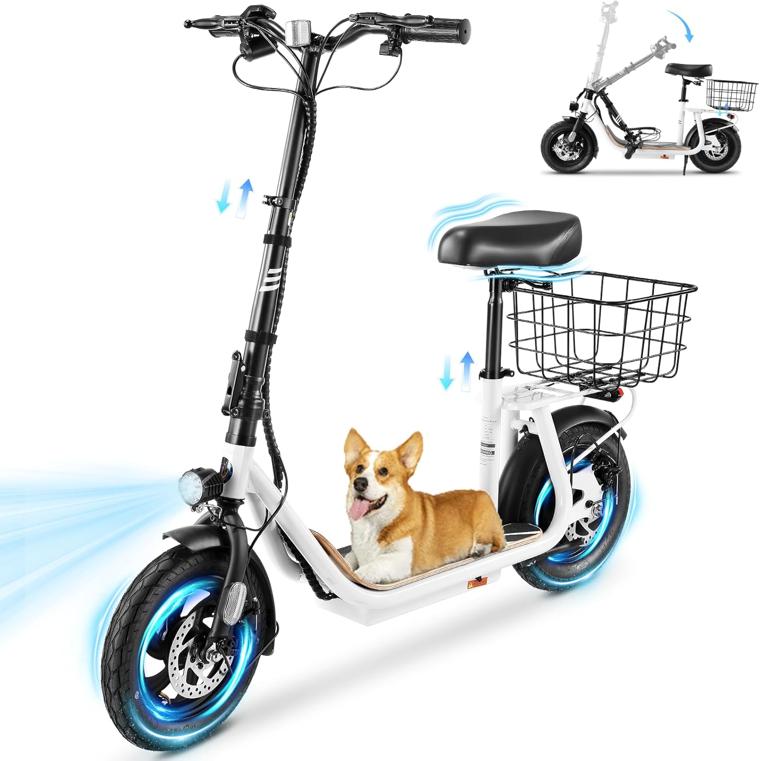 Caroma Peak Electric Scooter with Seat: 20MPH, 30 Miles Range
