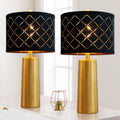 Modern Table Lamps Set of 2 - Gold and Black 24in Bedside Lamps