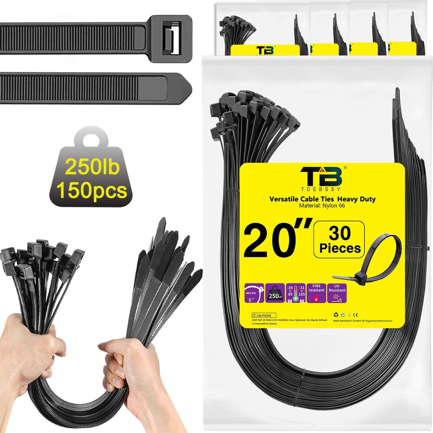 Large Zip Ties Heavy Duty 20 Inch Plastic Ties for Outdoor Use
