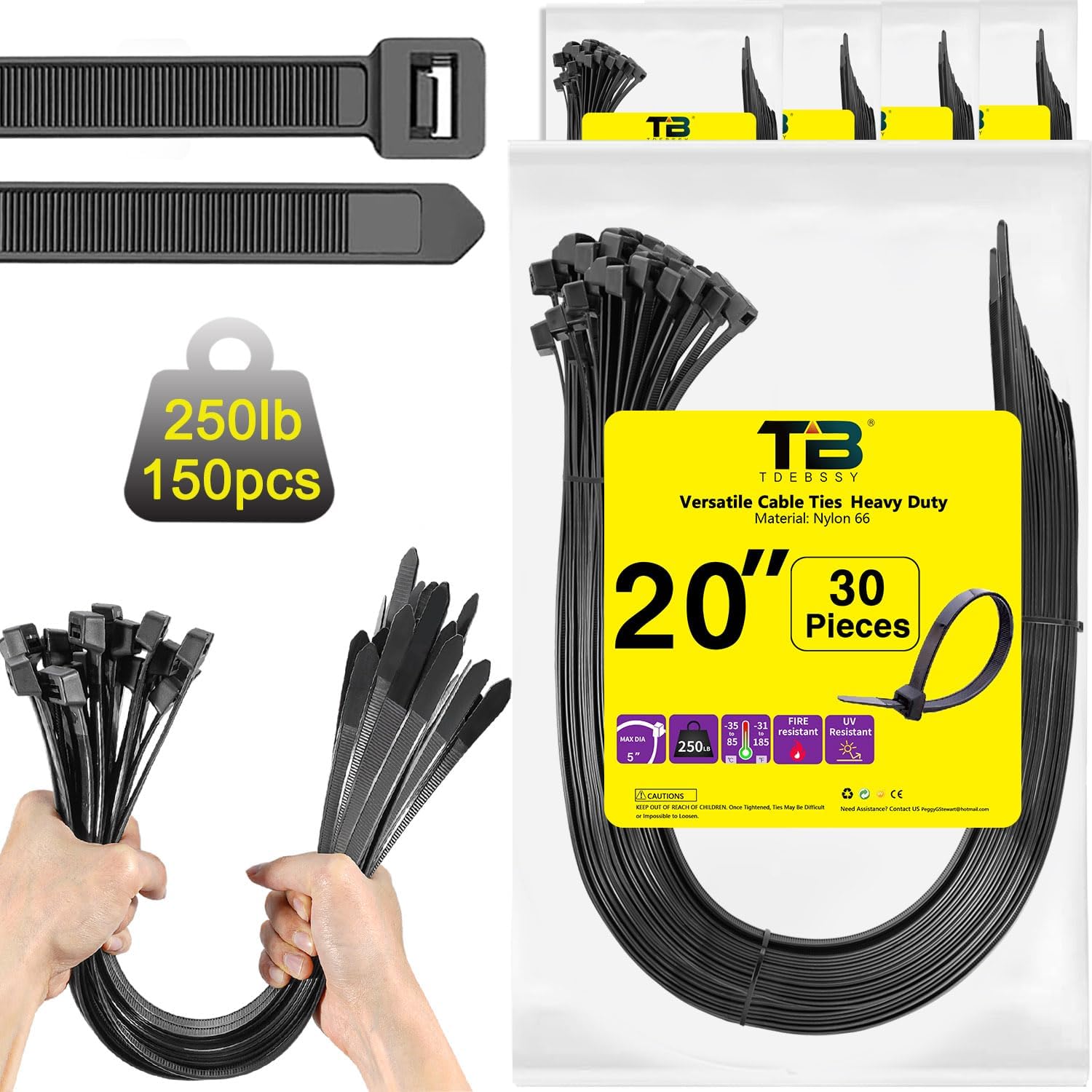 Large Zip Ties Heavy Duty 20 Inch Plastic Ties for Outdoor Use