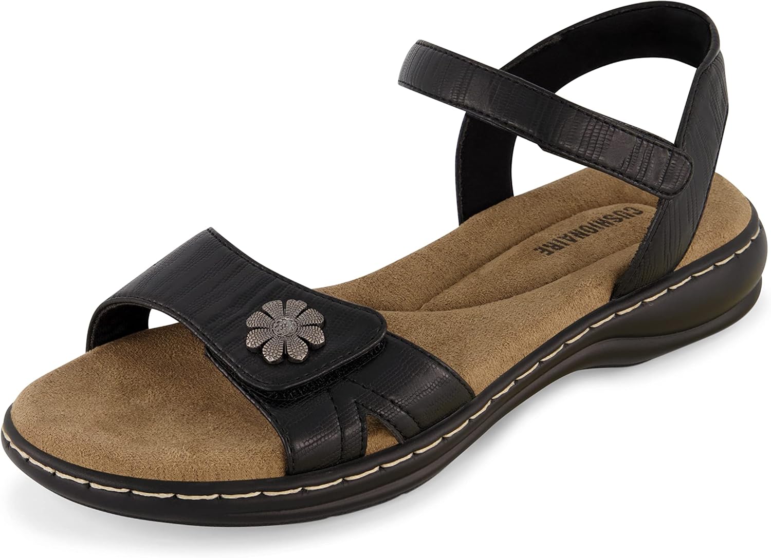 CUSHIONAIRE Women's Bloom Comfort Sandal with Adjustable Fit