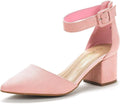 DREAM PAIRS ANNEE Pointed Toe Low Chunky Heels Pump Shoes TPR