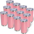 20oz Pink Stainless Steel Tumblers 12 Pack - Double Wall Insulated