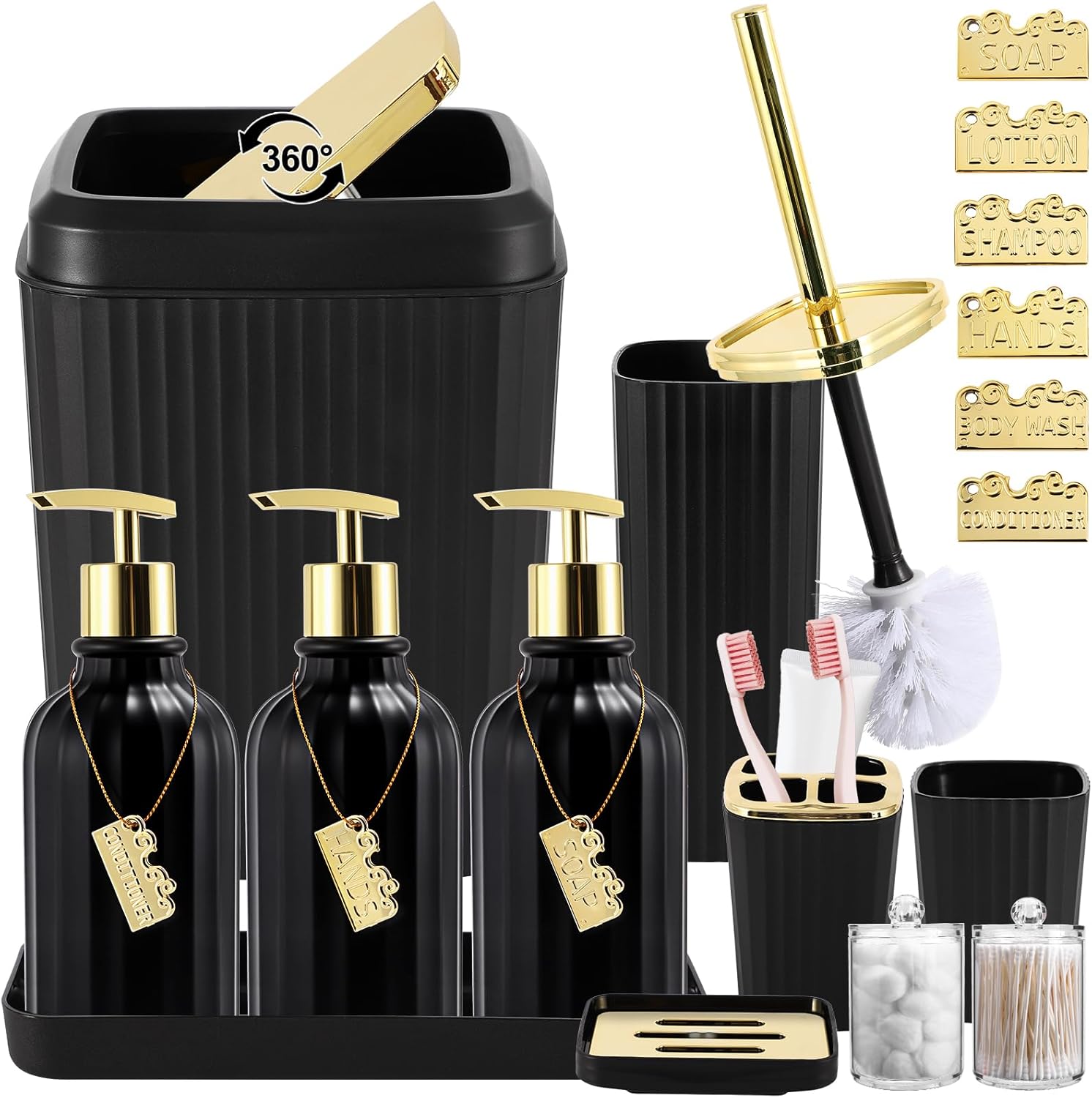 17PCS Black Bathroom Accessories Set for Modern Home Decor