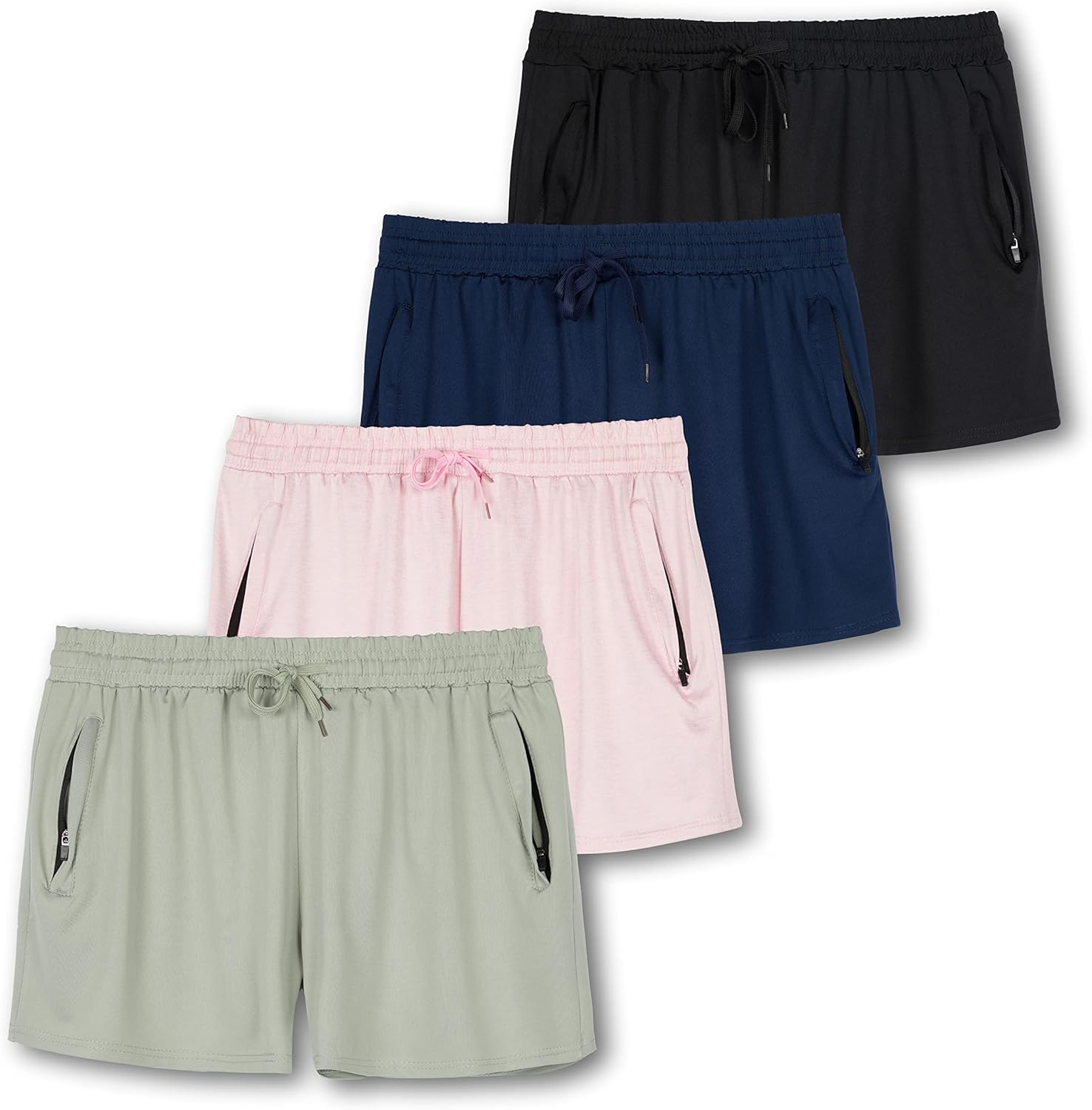 Womens Athletic Dry-Fit Lounge Shorts with Zipper Pockets