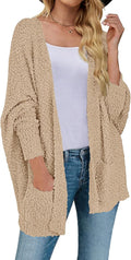 Women's Fuzzy Popcorn Batwing Cardigan - Oversized Sherpa Knit