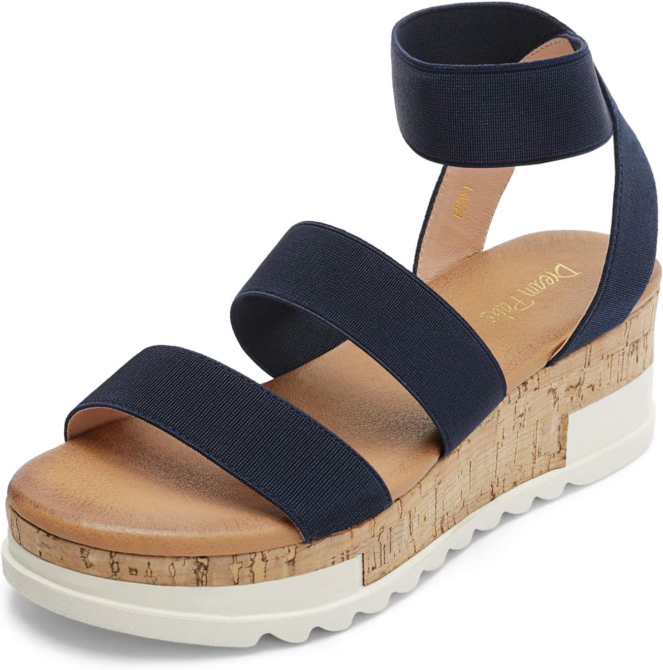 DREAM PAIRS Women's Open Toe Elastic Ankle Strap Wedge Sandals
