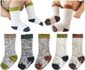 Knitting Knee High Baby Socks - Warm Unisex Non-Slip 5 Pairs