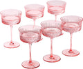 Crystal Pink Coupe Glasses Set - Vintage Chic!