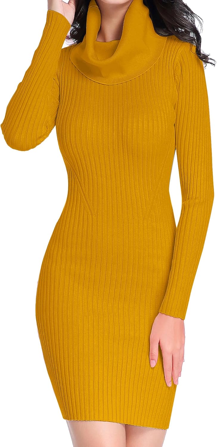 v28 Sweater Dress for Women - Ribbed Knit Fitted Bodycon Style