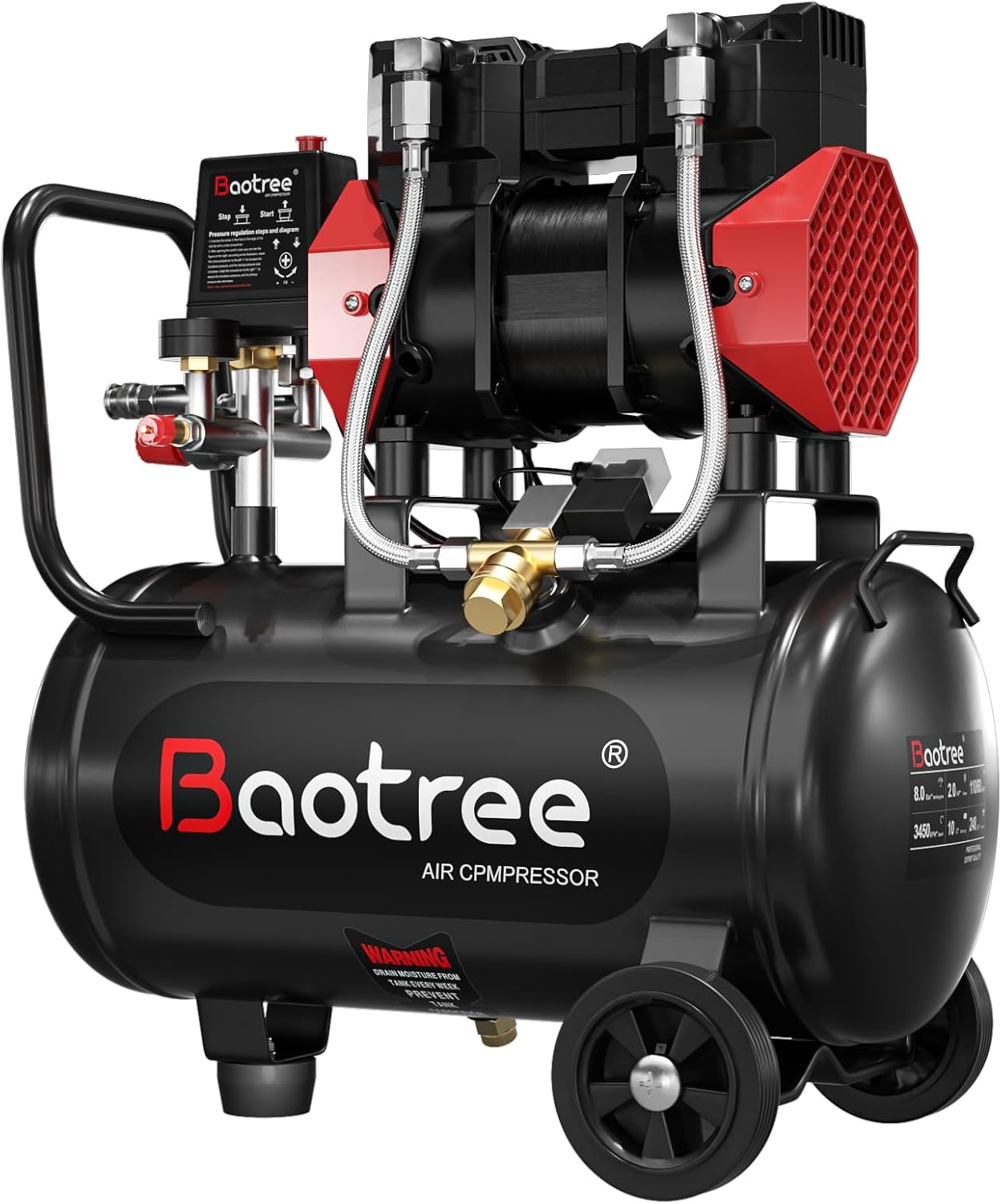 Baotree 10 Gal Ultra Quiet Air Compressor - Powerful & Quiet Operation