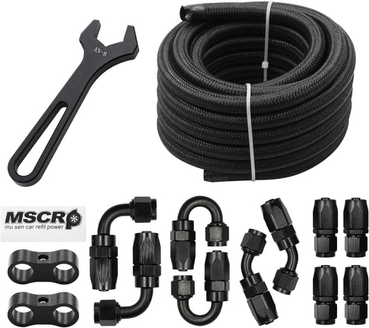 8AN 20FT Fuel Line Hose Kit - Durable Nylon Braided Hose