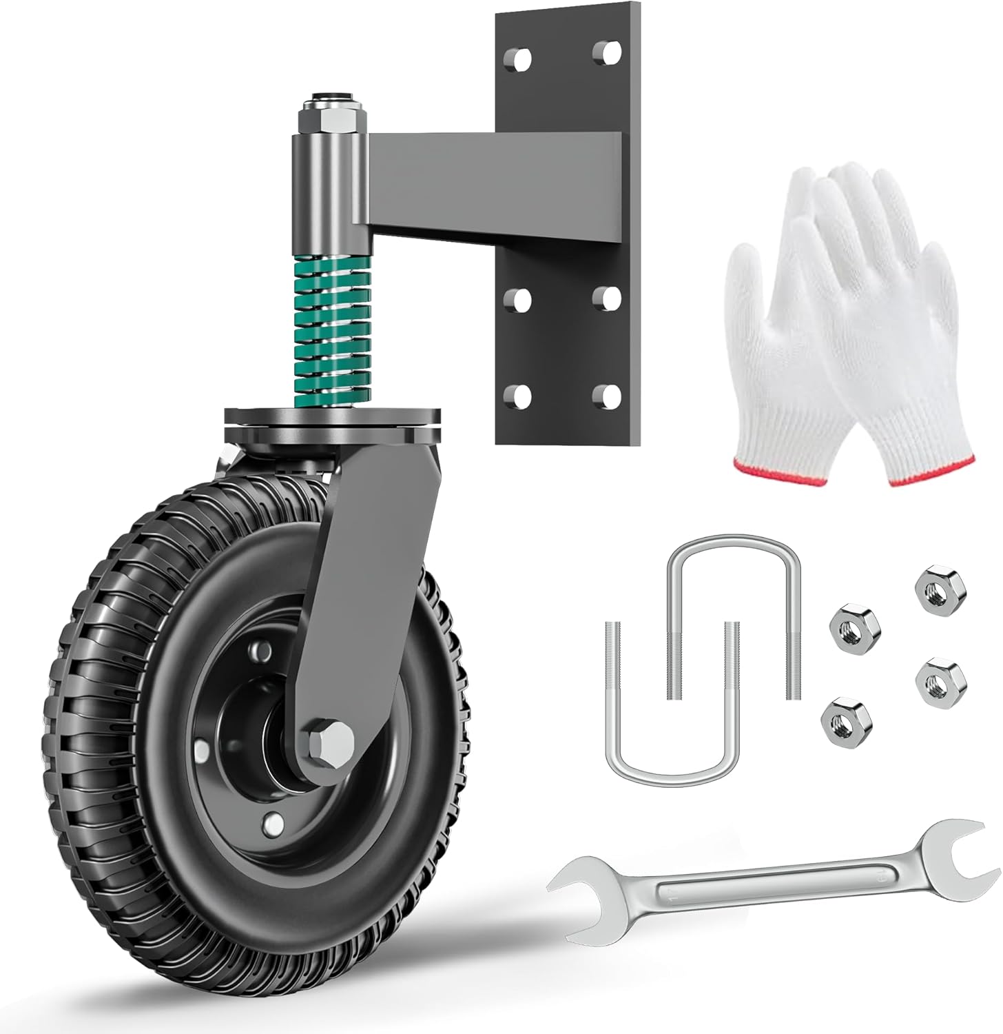 DAILYLIFE Heavy Duty 8-Inch Spring-Loaded Gate Wheel for Stability