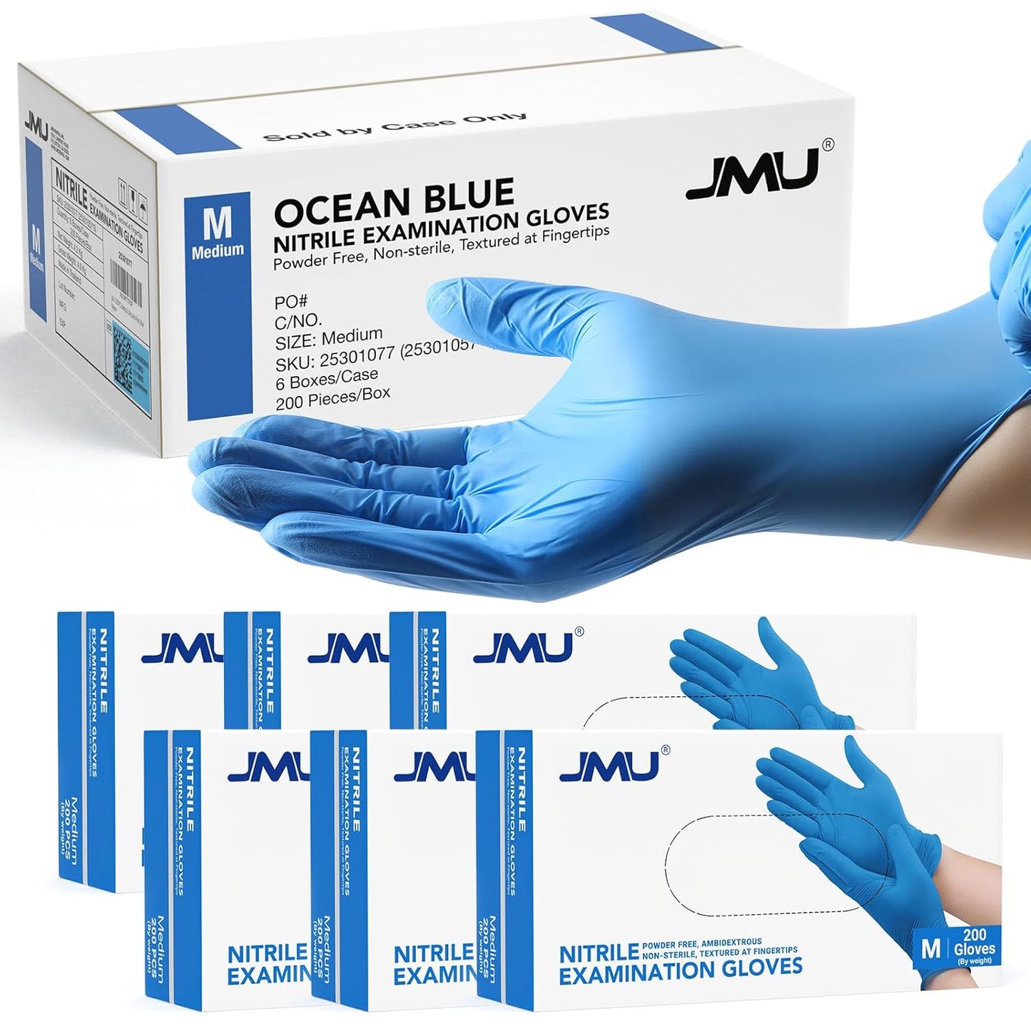 JMU 1200PCS Nitrile Gloves for Medical Use, Latex Free Comfort