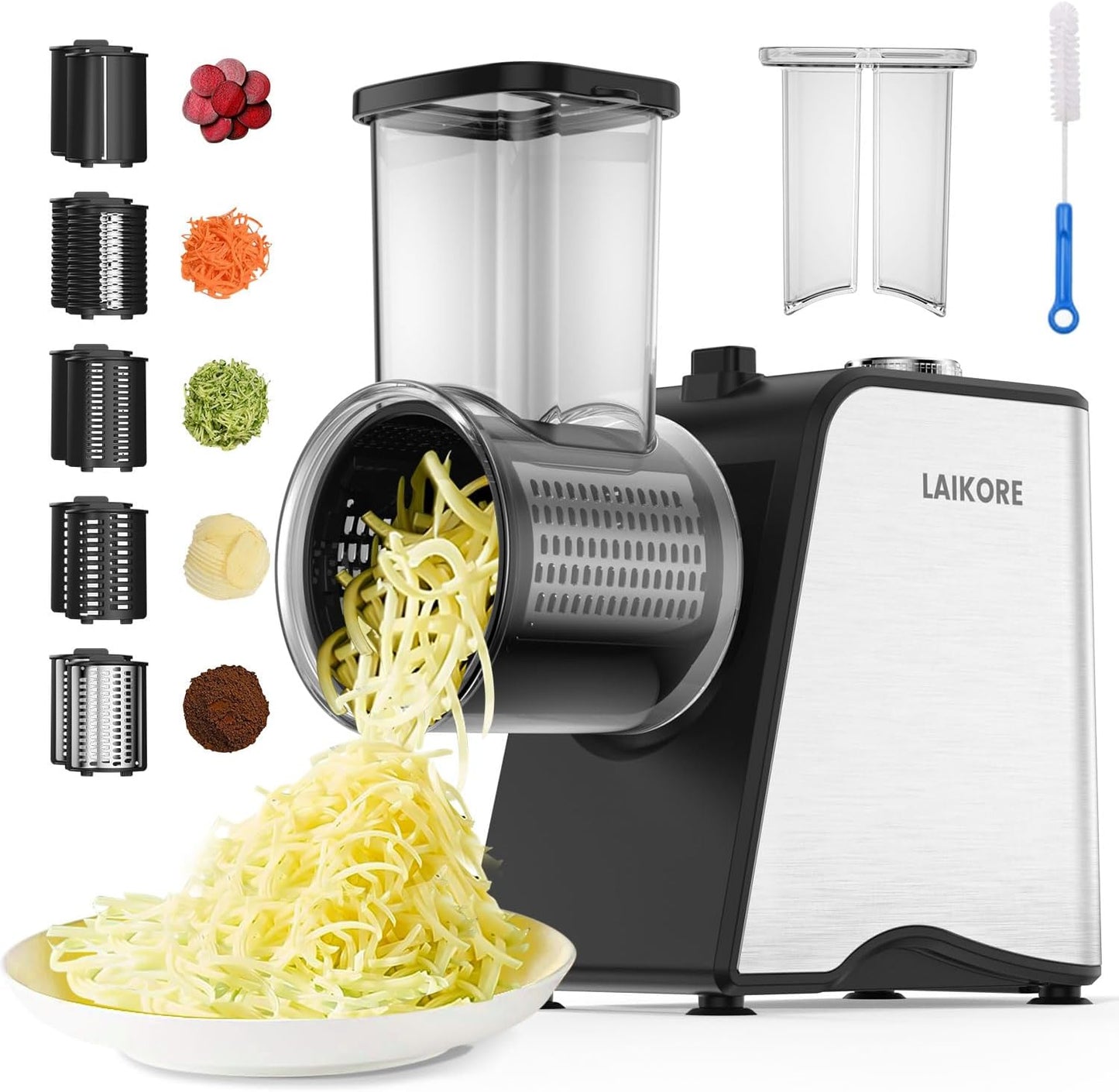 Electric Cheese Grater with 5 Blades for Quick Meal Prep