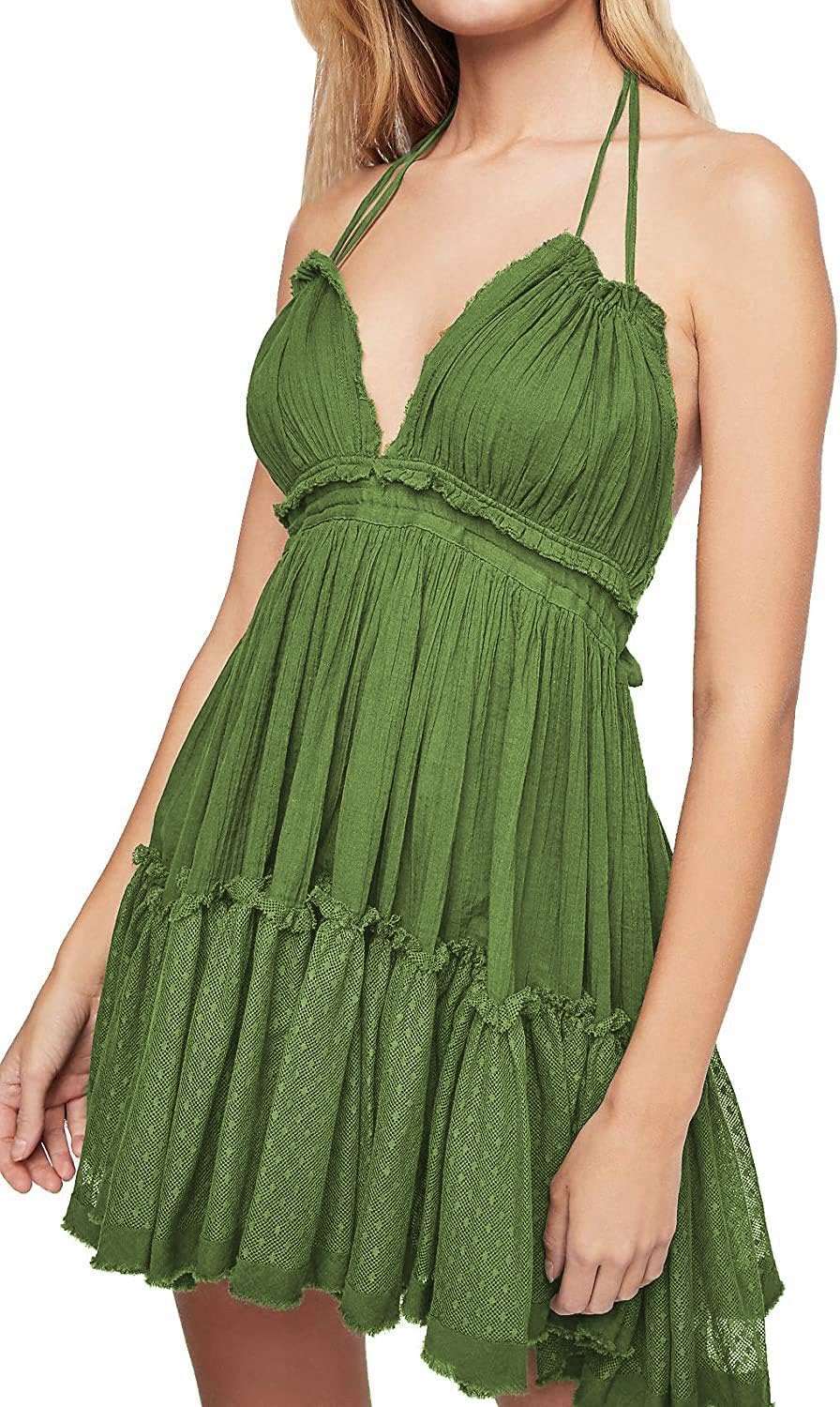 Bohemian Women Mini Short Dress Backless Beach Style for Summer