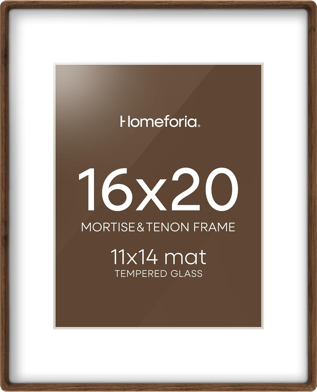Homeforia 16x20 Picture Frame in Brown Wood for Art Display