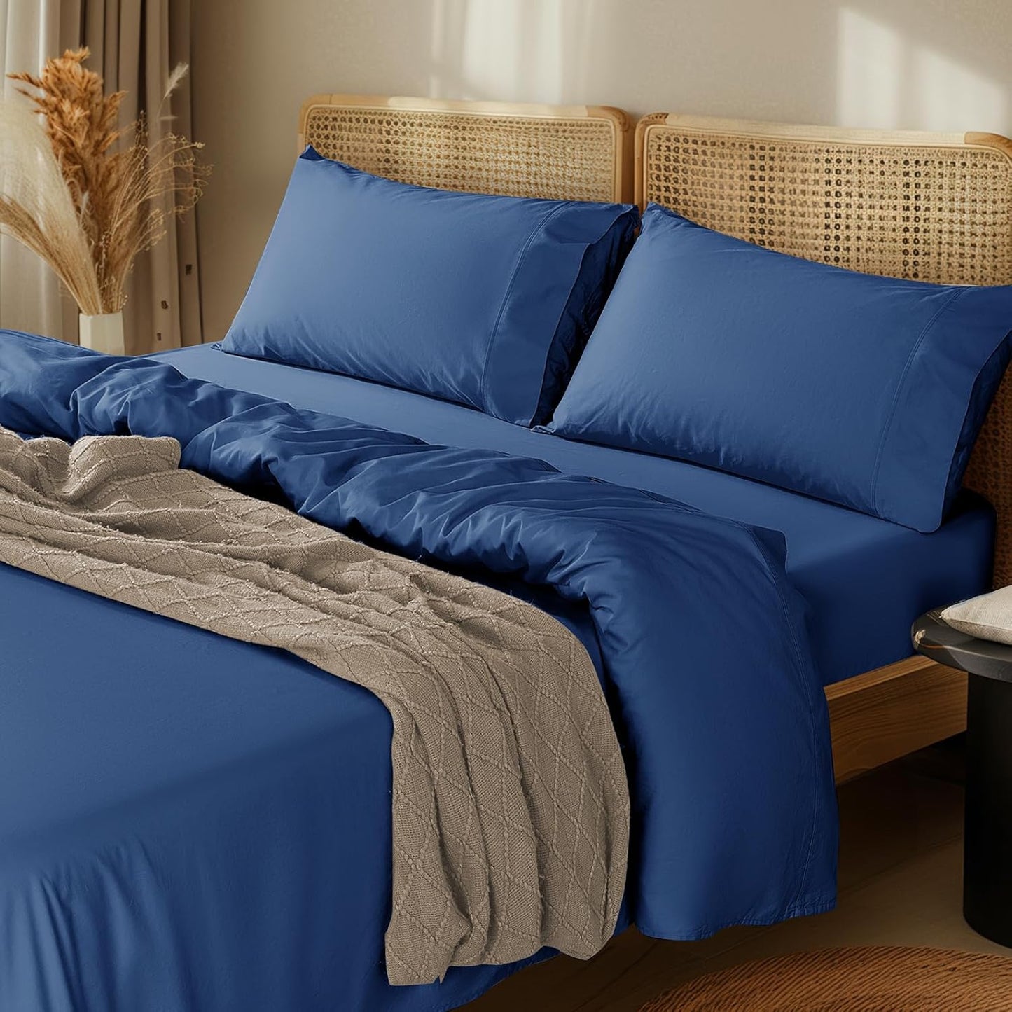 LBRO2M 1000 Thread Count Cotton Sheets Set for Queen Beds