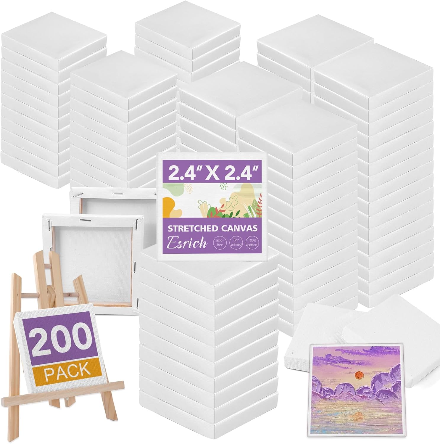 ESRICH Mini Canvases for Painting - 200 Pack Small Canvas