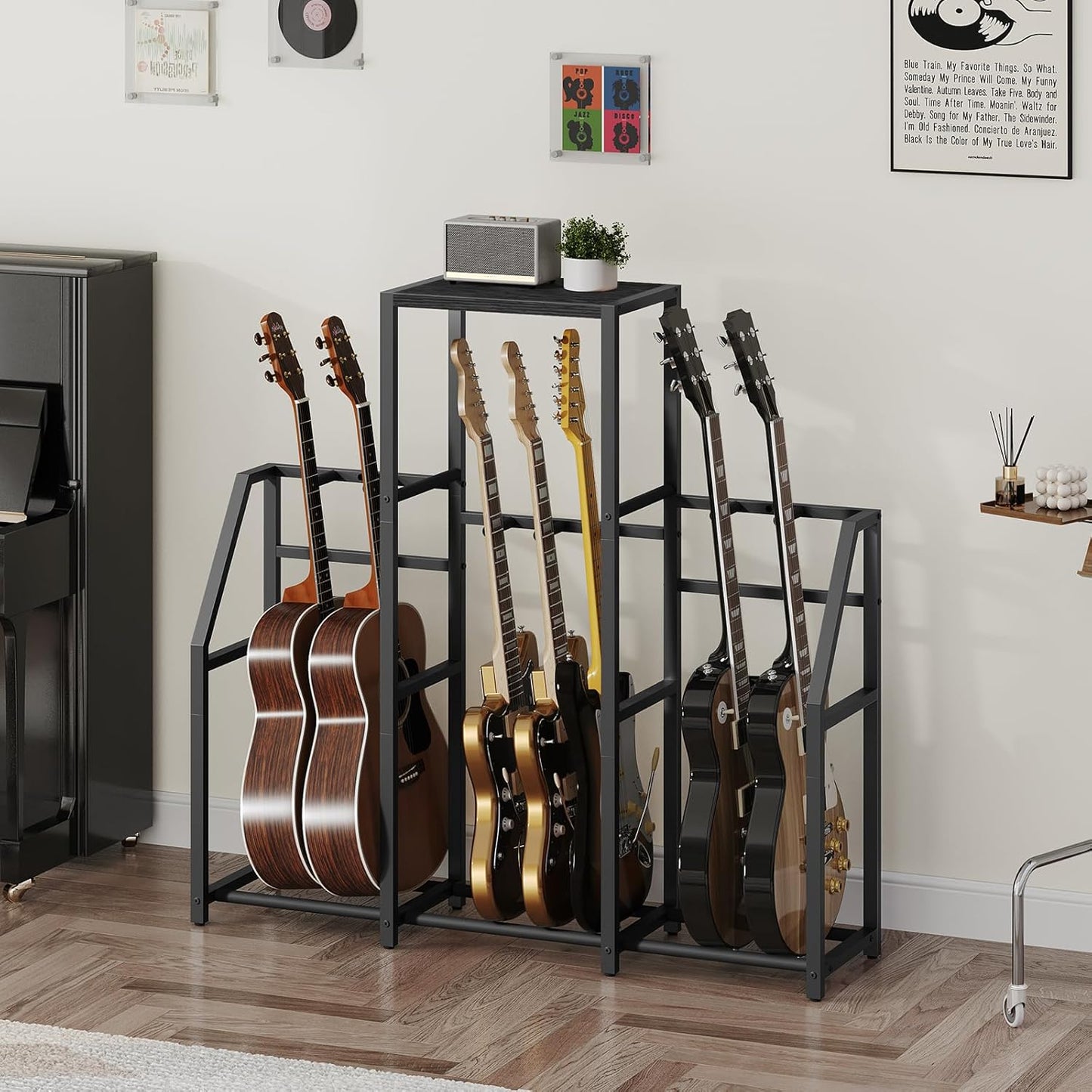 Multi Guitar Rack Stand for 7-10 String Instruments, Black
