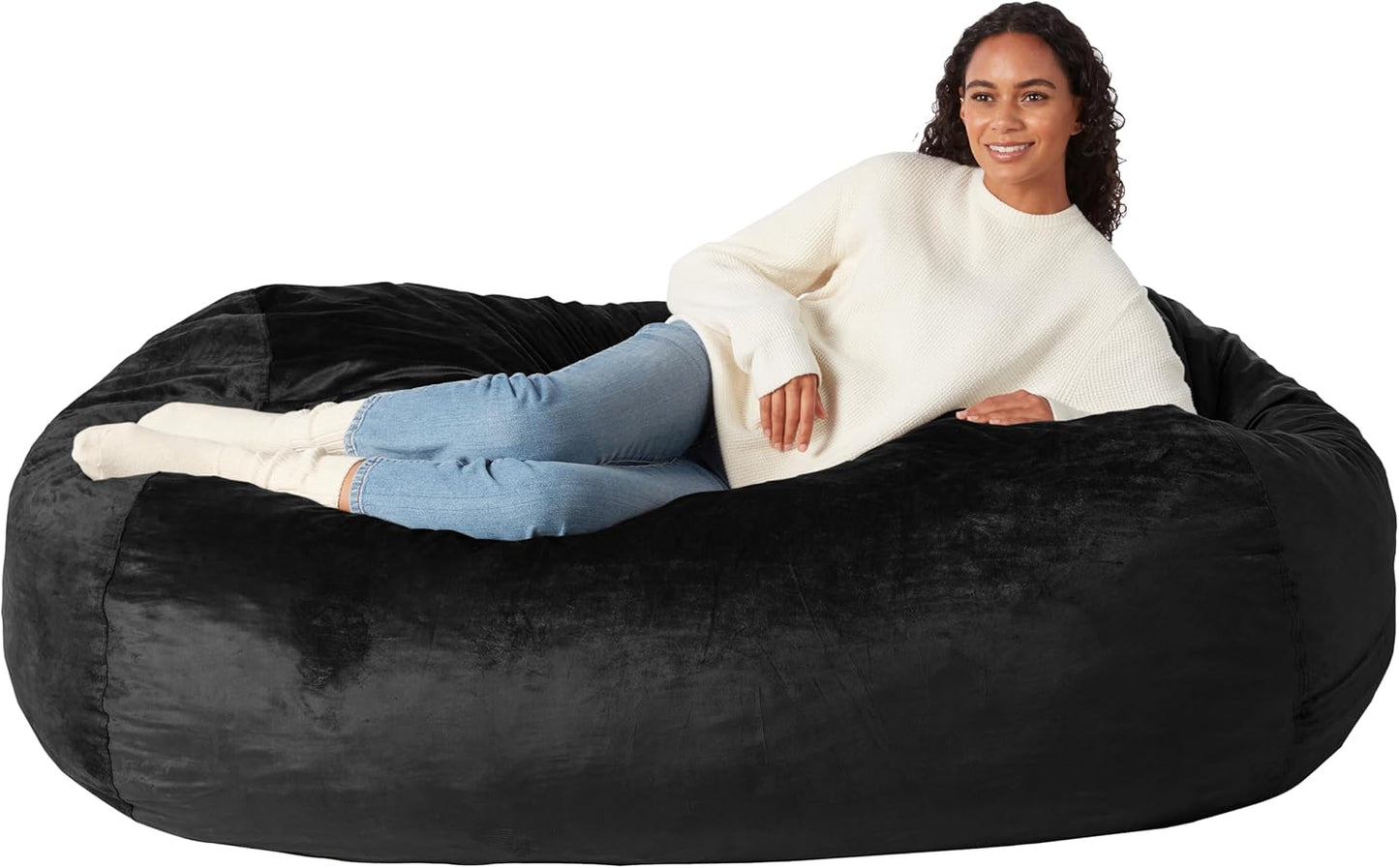 6ft Memory Foam Bean Bag - Black & Cozy!