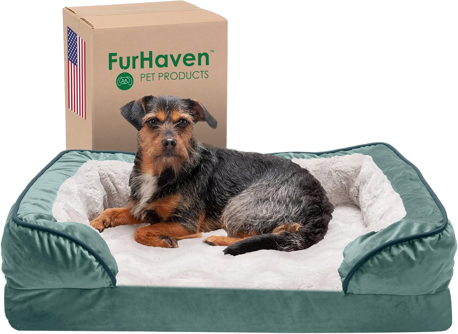 Furhaven Memory Foam Dog Bed for Small Dogs - Celadon Green